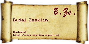 Budai Zsaklin névjegykártya